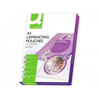 Q-Connect KF04108 - Fundas para plastificar, A5 (153 x 216 mm), 125 micras, caja de 100