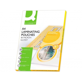 Q-Connect KF04114 - Fundas para plastificar, A4 (216 x 303 mm), 80 micras, caja de 100