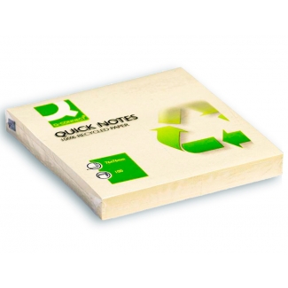 Q-Connect KF05609 - Bloc de notas adhesivas recicladas, 76 x 76 mm, color amarillo, bloc de 100 hojas