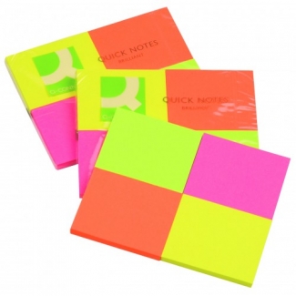 Q-Connect KF10510 - Bloc de notas adhesivas, 38 x 51 mm, colores fluorescentes, pack de 4 colores, 50 hojas por color