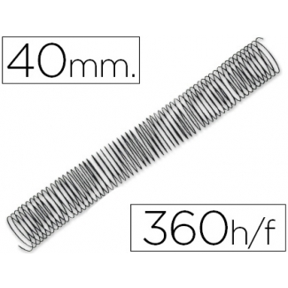 Q-Connect KF11138 - Espiral metálico, paso 5:1, diámetro de 40 mm, para 360 hojas, caja de 25