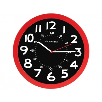 Q-Connect KF11215 - Reloj de pared, redondo, color rojo