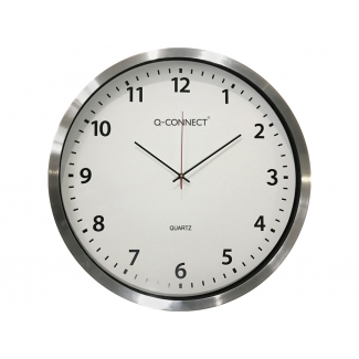 Q-Connect KF11216 - Reloj de pared, redondo, cromado