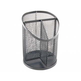 Q-Connect KF11218 - Cubilete portalápices redondo, metálico, color plata