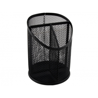 Q-Connect KF11219 - Cubilete portalápices redondo, metálico, color negro