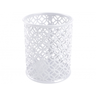 Q-Connect KF11222 - Cubilete portalápices redondo, metálico, color blanco