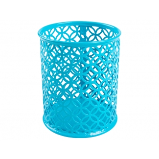 Q-Connect KF11223 - Cubilete portalápices redondo, metálico, color turquesa