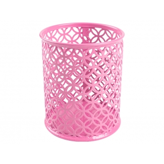 Q-Connect KF11224 - Cubilete portalápices redondo, metálico, color rosa