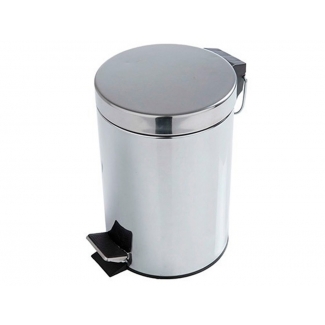 Q-Connect KF11292 - Papelera metálica, con pedal, 12 litros, color cromado