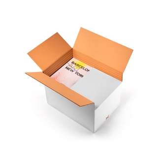 Q-Connect KF14095 - Caja para embalar regulable, medidas 450 x 280 x 375 mm, cartón de 7 mm, color blanco