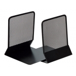 Q-Connect KF15098 - Apoyalibros metálico de rejilla, juego de 2, color negro 