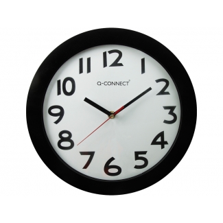 Q-Connect KF15590 - Reloj de pared, redondo, color negro