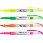 Q-Connect KF16127 - Rotulador fluorescente, punta biselada, pack de 4 colores surtidos