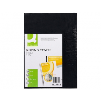 Q-Connect KF16554 - Tapa de encuadernación, A3, pvc, 200 micras, color negro, paquete de 100
