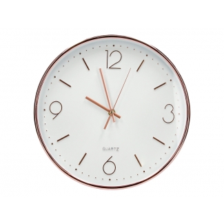 Q-Connect KF16950 - Reloj de pared, redondo, color rosa dorado