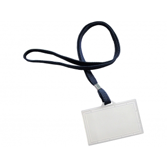 Q-Connect KF17112 - Identificador con cordón azul plano, apertura lateral, 60 mm x 94 mm