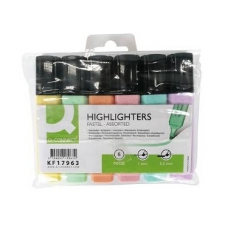 Q-Connect KF17963 - Rotulador fluorescente, punta biselada, colores surtidos pastel, estuche de 6 unidades