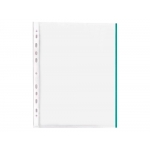 Q-Connect KF18052 - Funda multitaladro, A4, 70 micras, cristal, borde de color verde, bolsa de 10 fundas