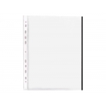 Q-Connect KF18055 - Funda multitaladro, A4, 70 micras, cristal, borde de color negro, bolsa de 10 fundas
