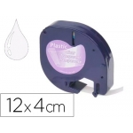 Q-Connect KF18837 - Cinta para rotuladora, compatible con Dymo LetraTag S0721530, 12 mm x 4 mt, impresión negra sobre fondo transparente, plástico