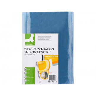 Q-Connect KF24011 - Tapa de encuadernación, A4, pvc, 250 micras, incolora, paquete de 100