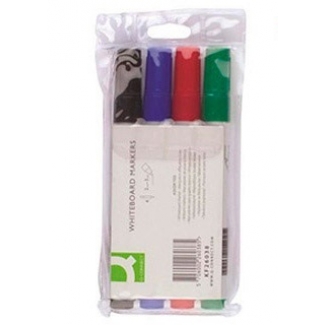 Q-Connect KF26038 - Rotulador para pizarra blanca, punta redonda de 3 mm, bolsa de 4 unidades