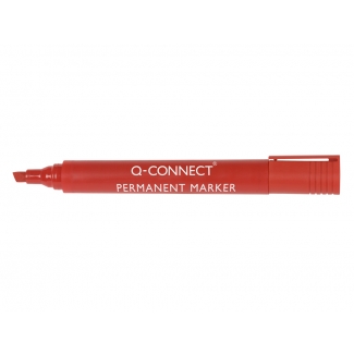 Q-Connect KF26044 - Rotulador permanente, punta biselada, color rojo