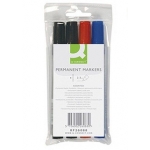 Q-Connect KF26088 - Rotulador permanente, punta redonda 3 mm, estuche de 4 unidades