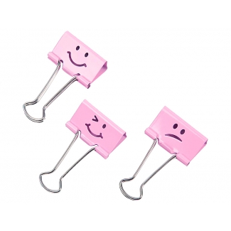Rapesco 1349 - Pinza metálica reversible, 19 mm, caja de 20 unidades, emojis, color rosa
