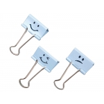 Rapesco 1350 - Pinza metálica reversible, 19 mm, caja de 20 unidades, emojis, color azul