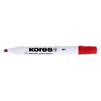 Kores PB1 - Rotulador para pizarra blanca, punta redonda de 2 mm, color rojo
