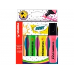 Stabilo Boss Splash 70/4 - Rotulador fluorescente, punta biselada, colores surtidos, estuche de 4 unidades