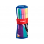 Stabilo Pen 6825-071-20 - Rotulador acuarelable, punta redonda de 1 mm, estuche rollerset de 20 colores estándar + 5 colores neón