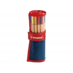 Stabilo Point 8825-021 - Rotulador punta de fibra, punta redonda de 0,4 mm, estuche rollerset de 20 rotuladores, colores surtidos