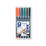 Staedtler 317 WP6 - Rotulador permanente, punta redonda de 0,8 mm, estuche de 6 colores