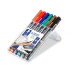 Staedtler 318 WP6 - Rotulador permanente, punta redonda de 0,6 mm, estuche de 6 colores