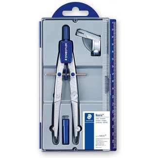 Staedtler Noris Club 55001 - Compás escolar, micrométrico, con adaptador universal