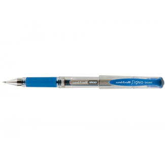 Uni-Ball UM-153 Signo Broad - Bolígrafo de tinta de gel, punta redonda de 1 mm, sujeción de caucho, color azul