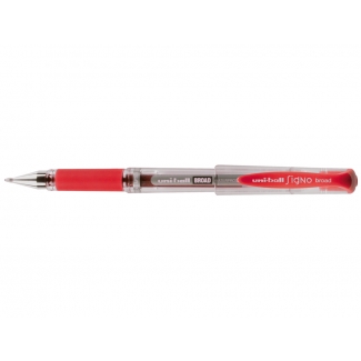 Uni-Ball UM-153 Signo Broad - Bolígrafo de tinta de gel, punta redonda de 1 mm, sujeción de caucho, color rojo